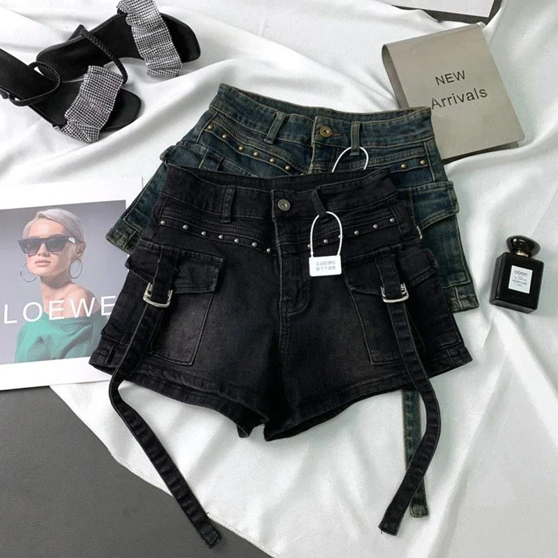 Y2K 2000S Cargo Denim Shorts W - огляд і ціна Leather Work Jeans