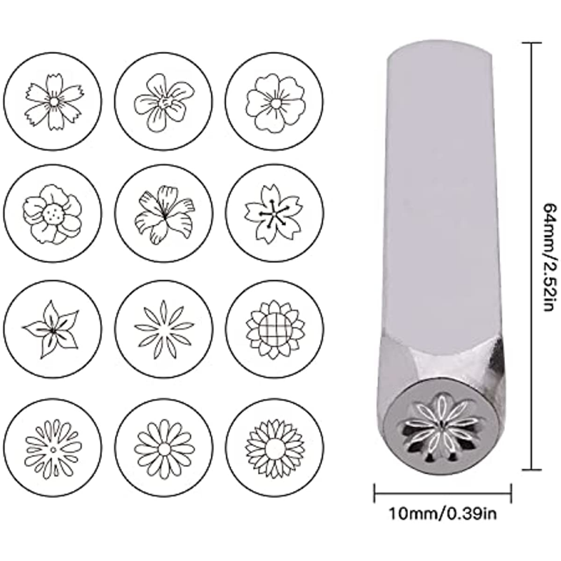 6mm flowers pattern metal stam - огляд і ціна Leather Stamp Set
