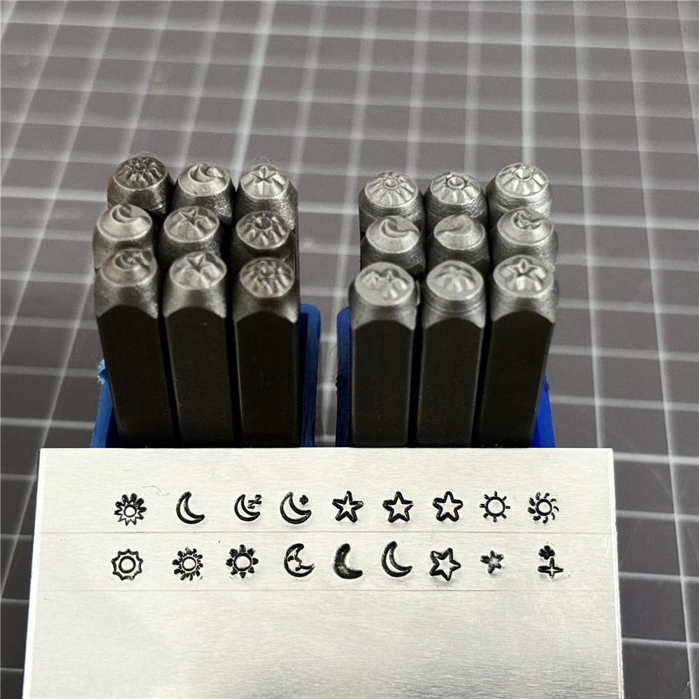 9pcs/set Moon Star Sun Design  - огляд і ціна Leather Stamp Set